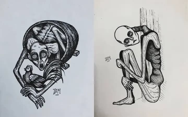 blackwork skeleton designs by Dim | HCMC Tattoo Artist