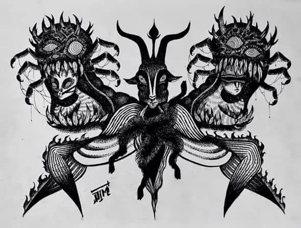darkwork satanic design by Dim | HCMC Tattoo Artist