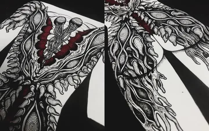darkwork monster back designs by Dim | HCMC Tattoo Artist